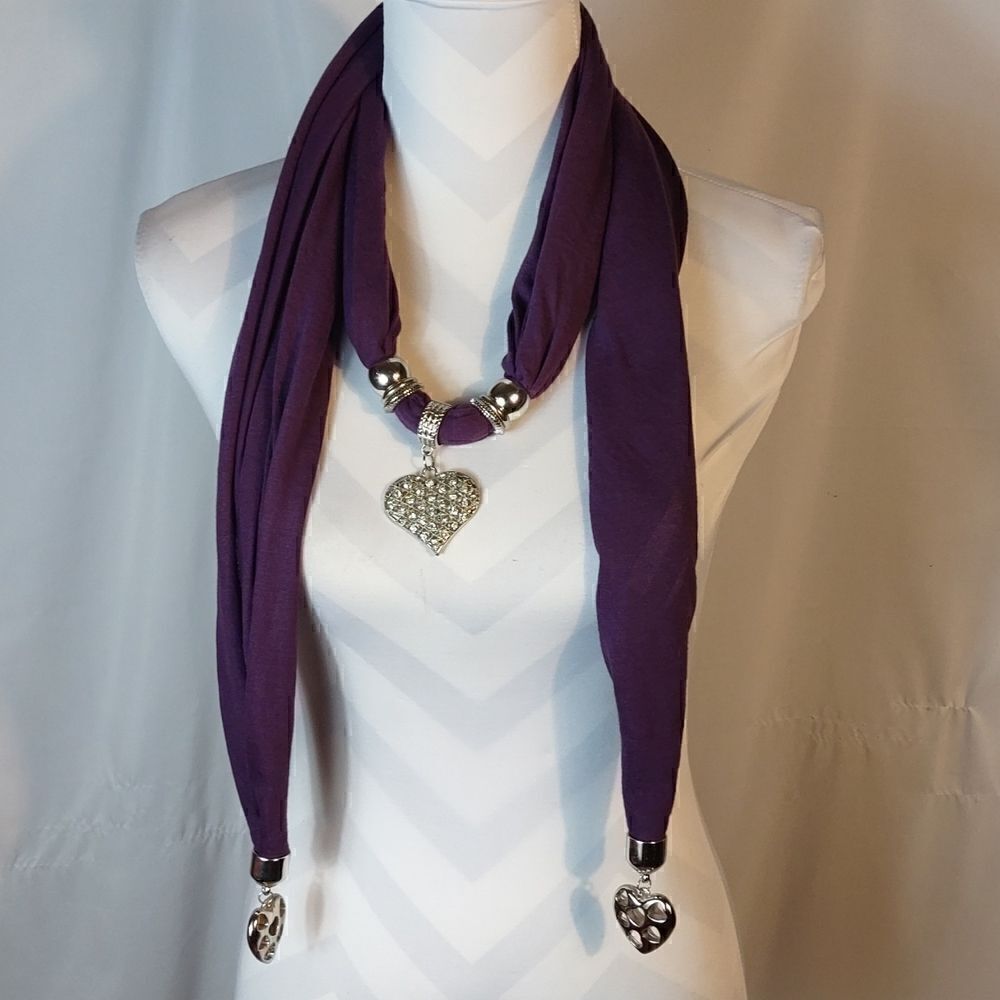 Vtg IC Connie K Boho "Hearts" Pendent Scarf